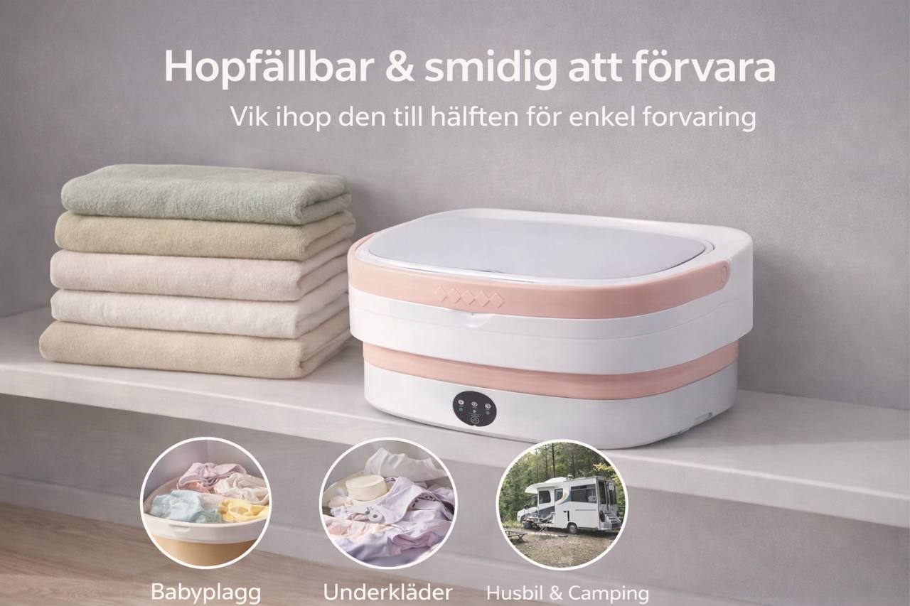 Mini-tvättmaskin 12L – Hopfällbar för små plagg & resa