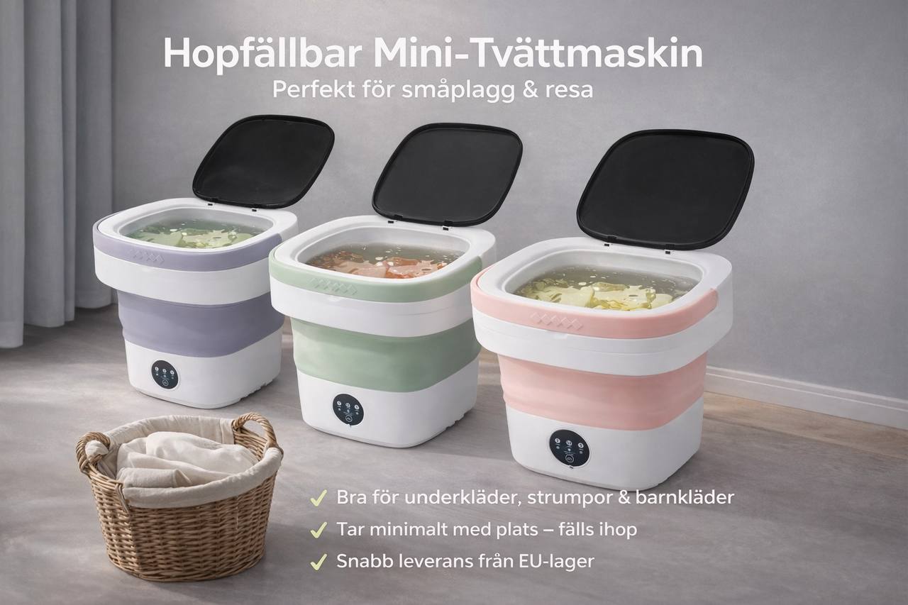 Mini-tvättmaskin 12L – Hopfällbar för små plagg & resa