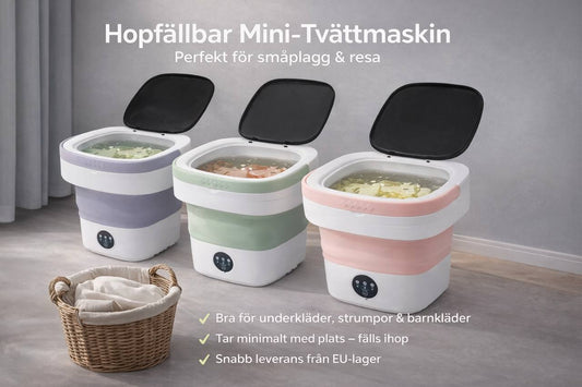 Mini-tvättmaskin 12L – Hopfällbar för små plagg & resa